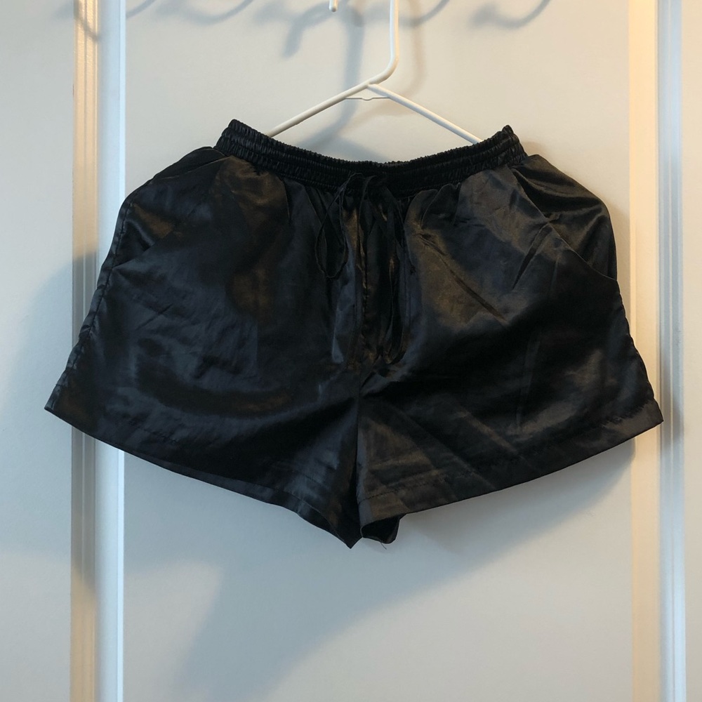 Black Satin Shorts
